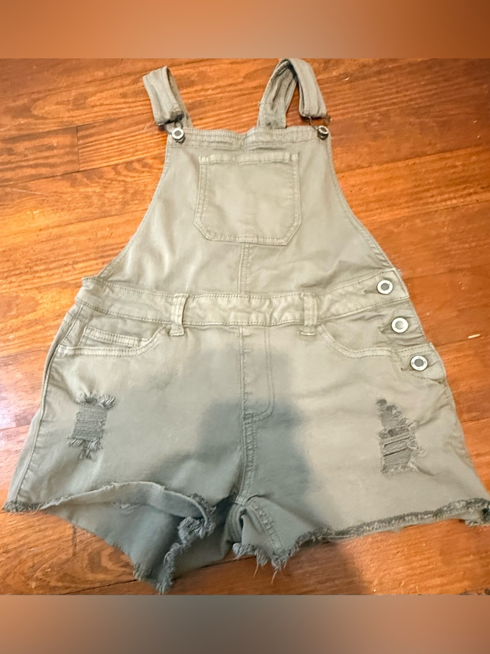 Angel Kiss Olive Cargo Short Overalls with Branded Buttons